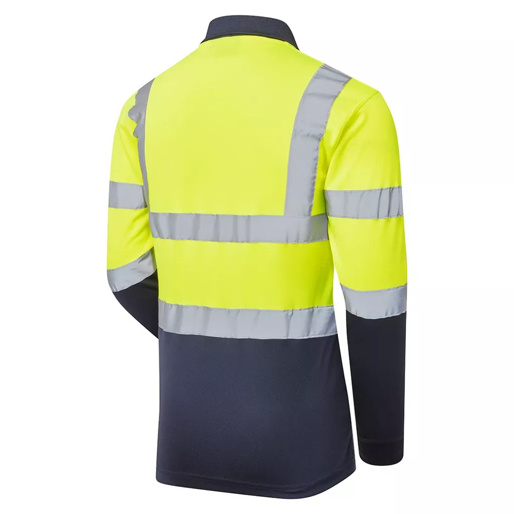 Custom Printed Hi-Vis 2 Tone Yellow Long Sleeve Polo Shirt – photo 2