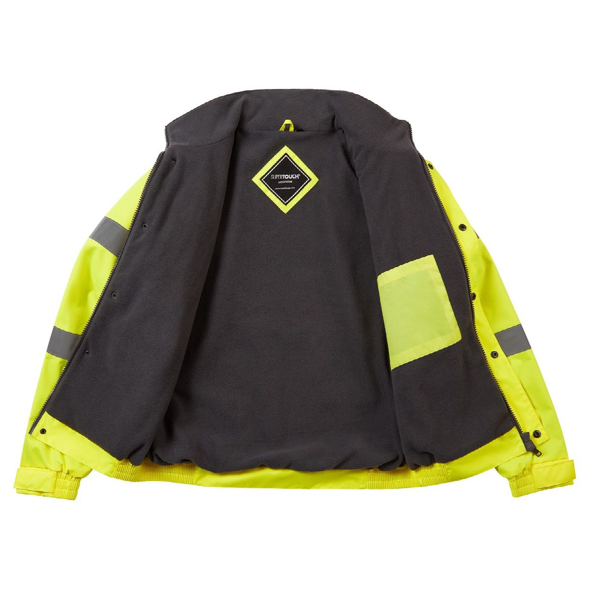 Custom Printed Hi-Vis Yellow Fleece Lined Bomber Jacket – photo 3