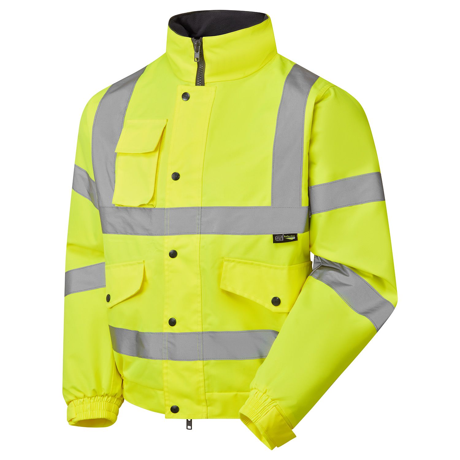 Hi Vis Yellow Fleece Lined Bomber Jacket