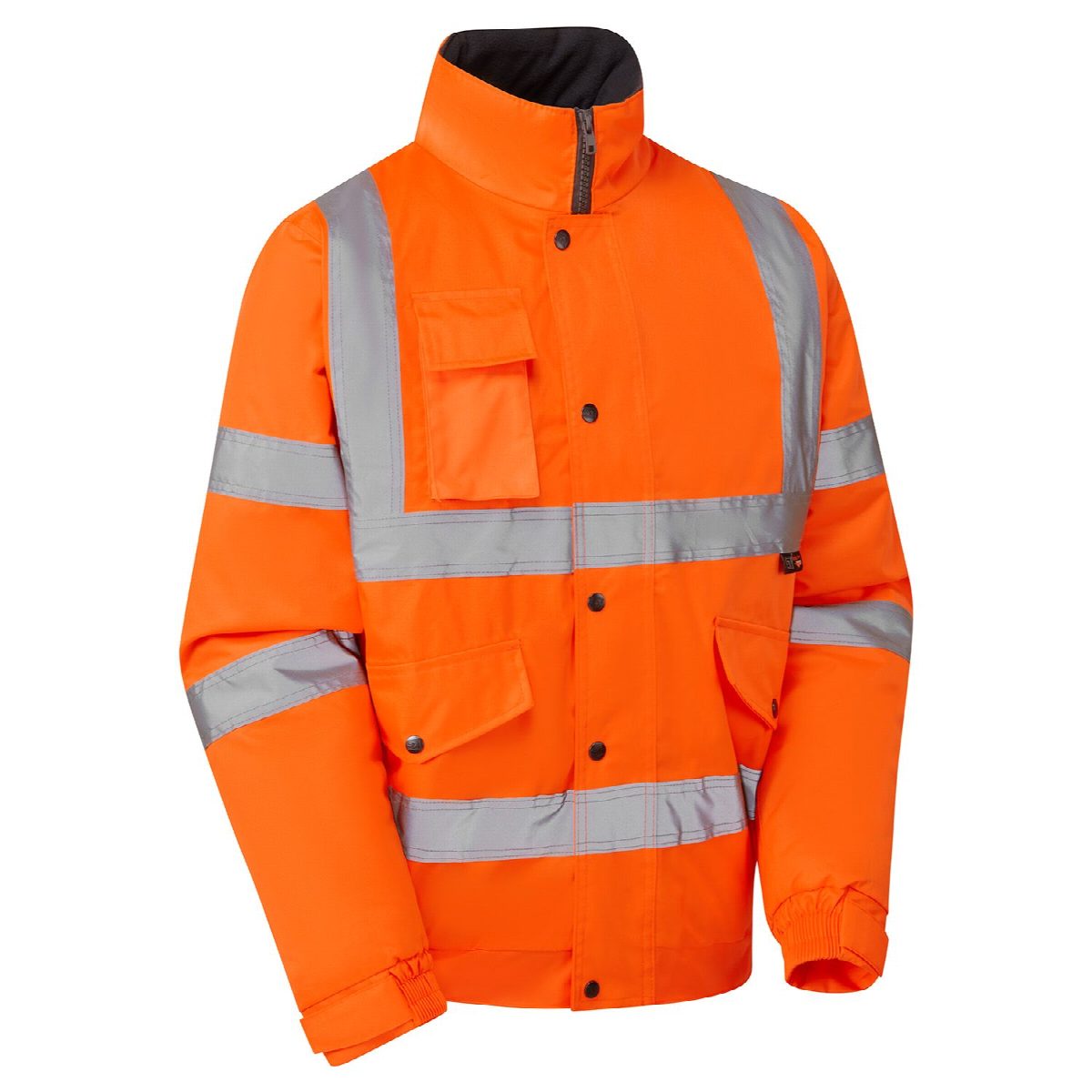 Custom Printed Hi-Vis Orange Fleece Lined Bomber Jacket – photo 2