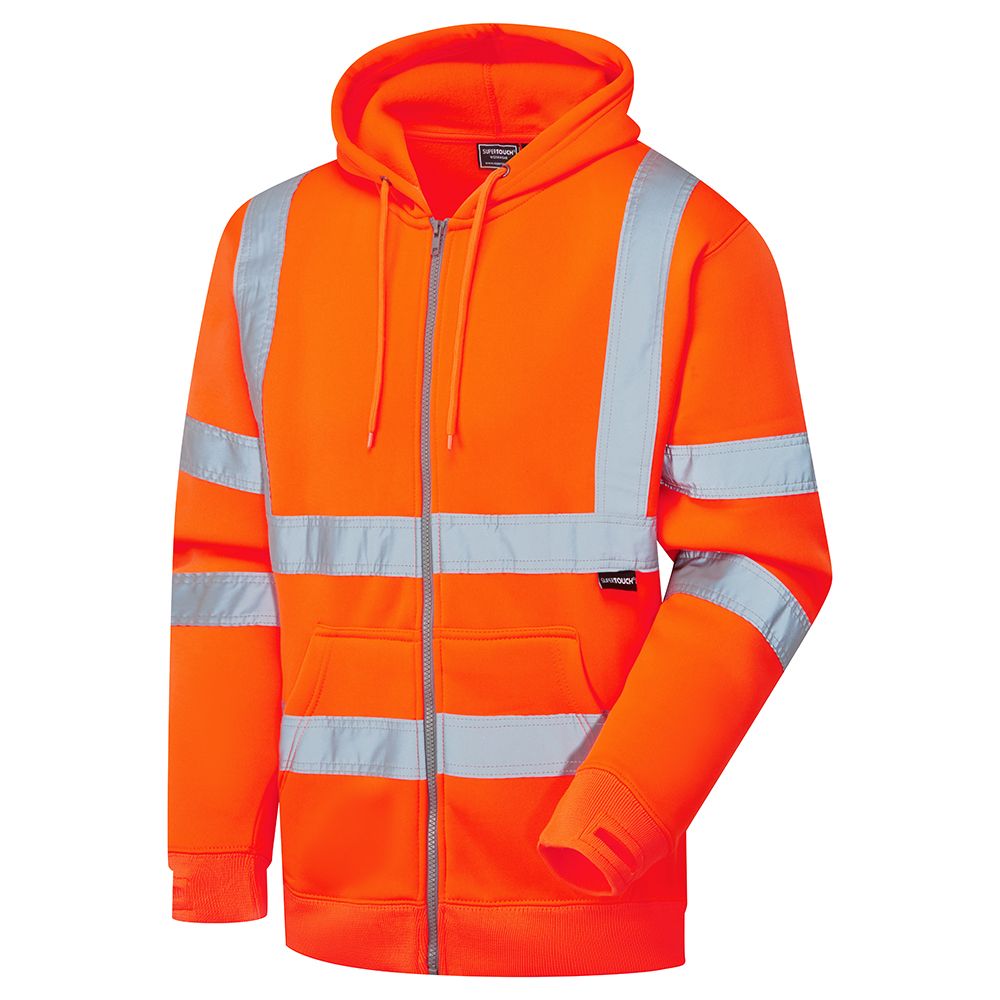 Hi Vis Orange Zipped Hooded Sweatshirt