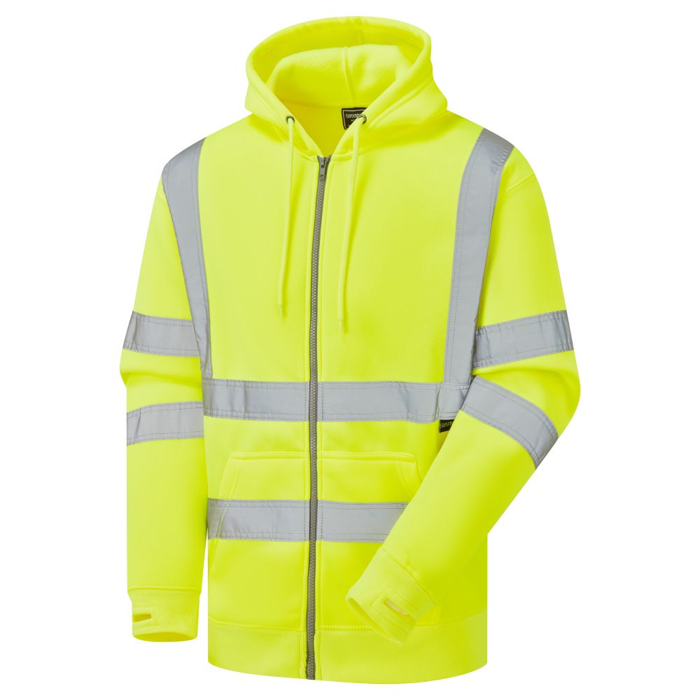Hi Vis Yellow Zipped Hooded Sweatshirt