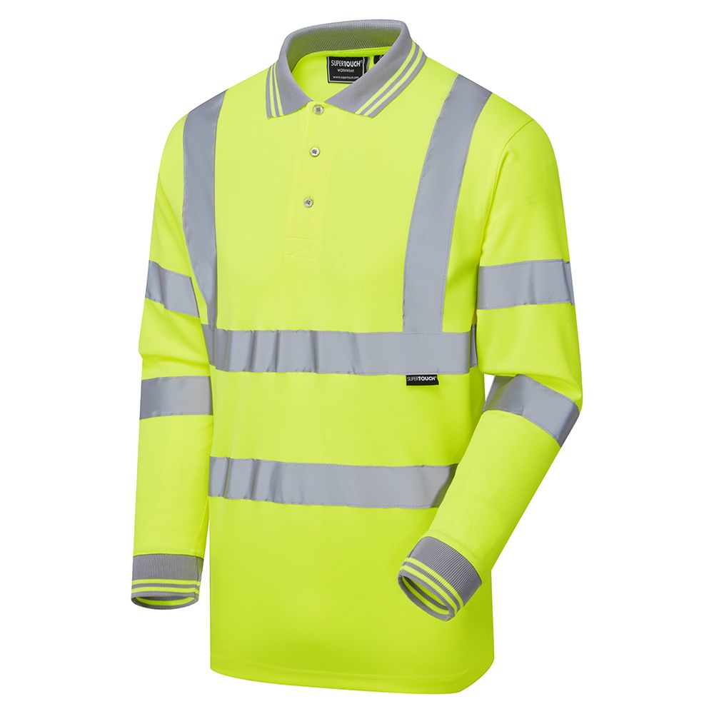 Hi Vis Yellow Long Sleeve Bird Eye Polo Shirt