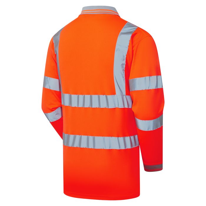 Custom Printed Hi-Vis Orange Long Sleeve Bird Eye Polo Shirt – photo 2