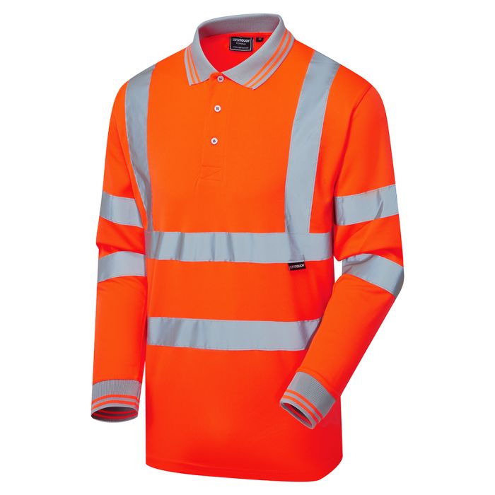 Hi Vis Orange Long Sleeve Bird Eye Polo Shirt