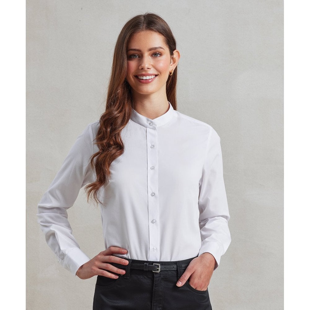Premier Women's Banded Collar 'Grandad' Shirt