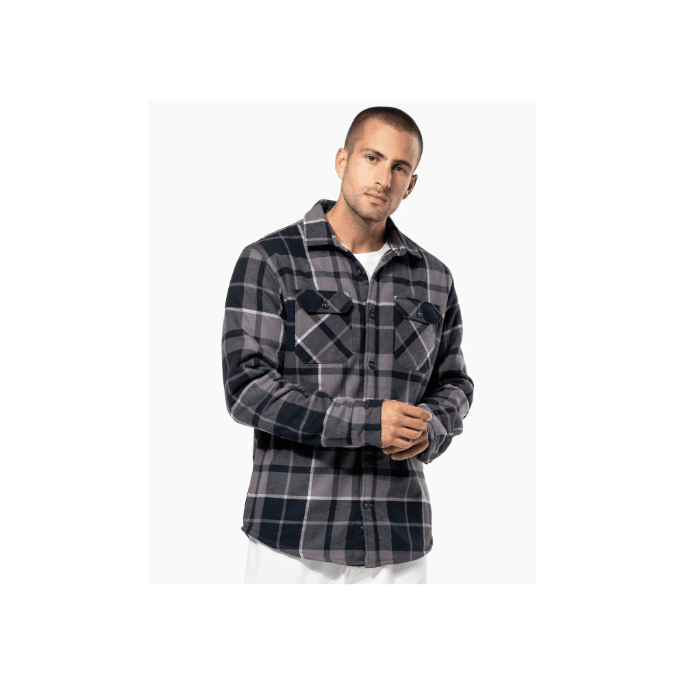 Kariban Sherpa-lined Checked Shirt Jacket