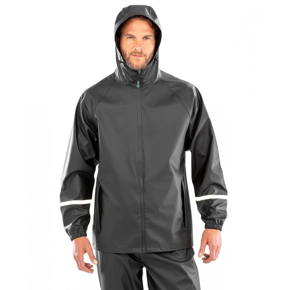 Result Recycled Prism PU Waterproof Jacket with Reflective Bands and Recycled Backing