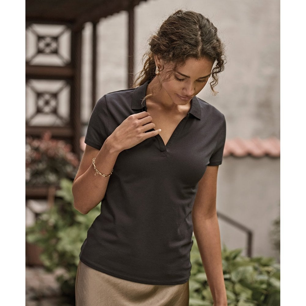 Tee Jays Women's Luxury Stretch V-neck Polo (1409)