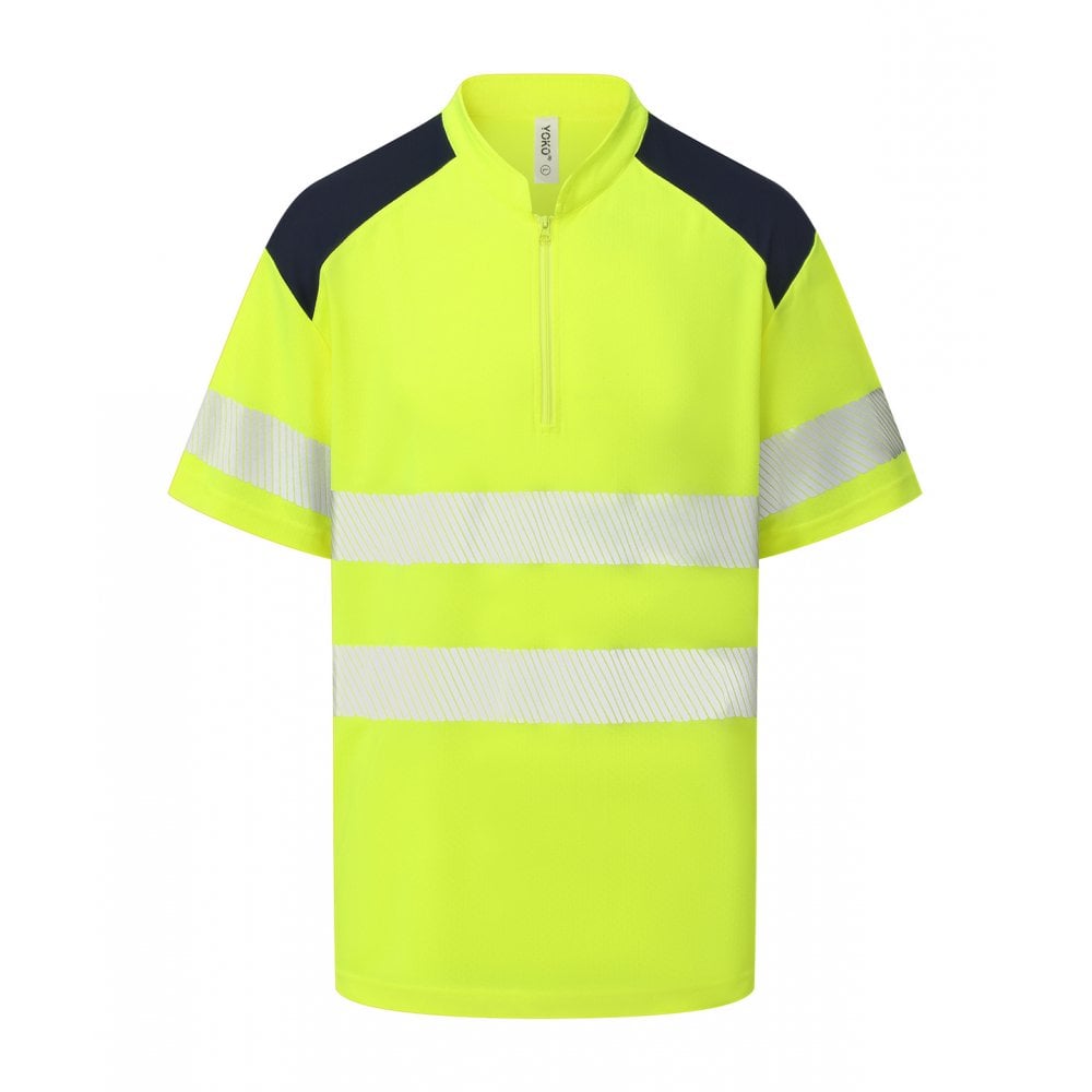 Yoko Hi-vis Mandarin Collar Zip Neck Comfort Trim Polo (HVJ230)