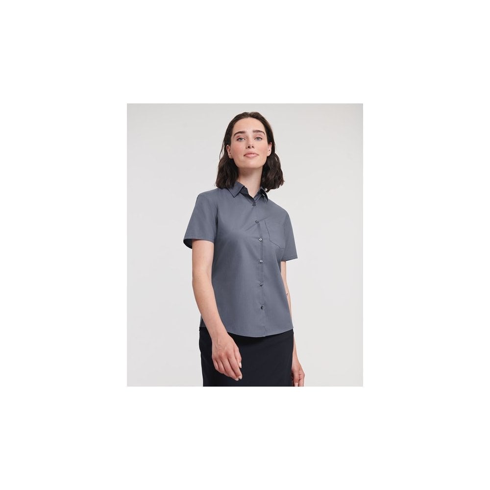 Russell Collection Russell Women's Short Sleeve Polycotton Easycare Poplin Shirt