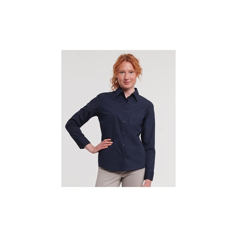 Russell Collection Russell Women's Long Sleeve Polycotton Easycare Poplin Shirt