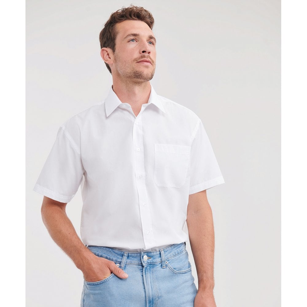Russell Collection Russell Short Sleeve Polycotton Easycare Poplin Shirt