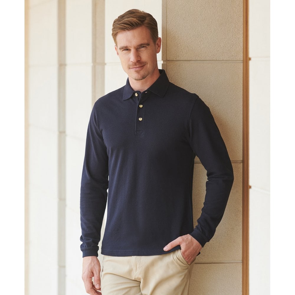 Henbury Long Sleeve Cotton Polo
