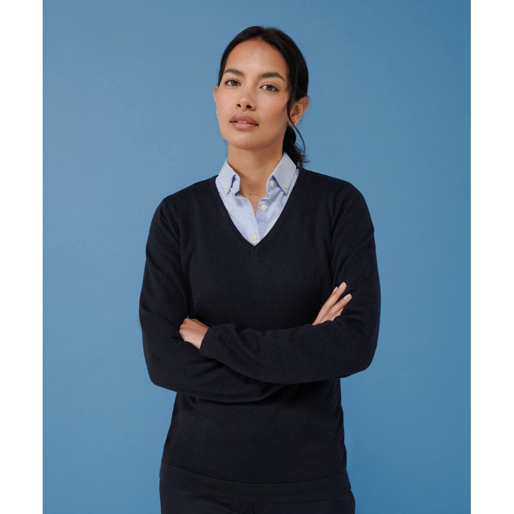 Henbury Women's 12 Gauge V-Neck Jumper