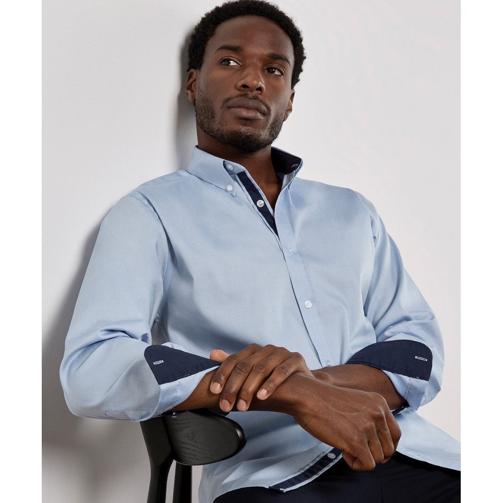 Kustom Kit Contrast Premium Oxford Shirt Long-Sleeved (Button-down collar, tailored fit)