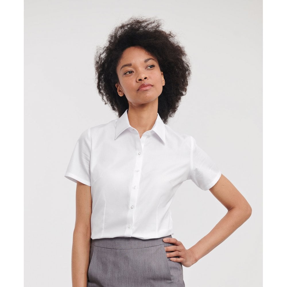 Russell Collection Russell Women's Short Sleeve Herringbone Shirt