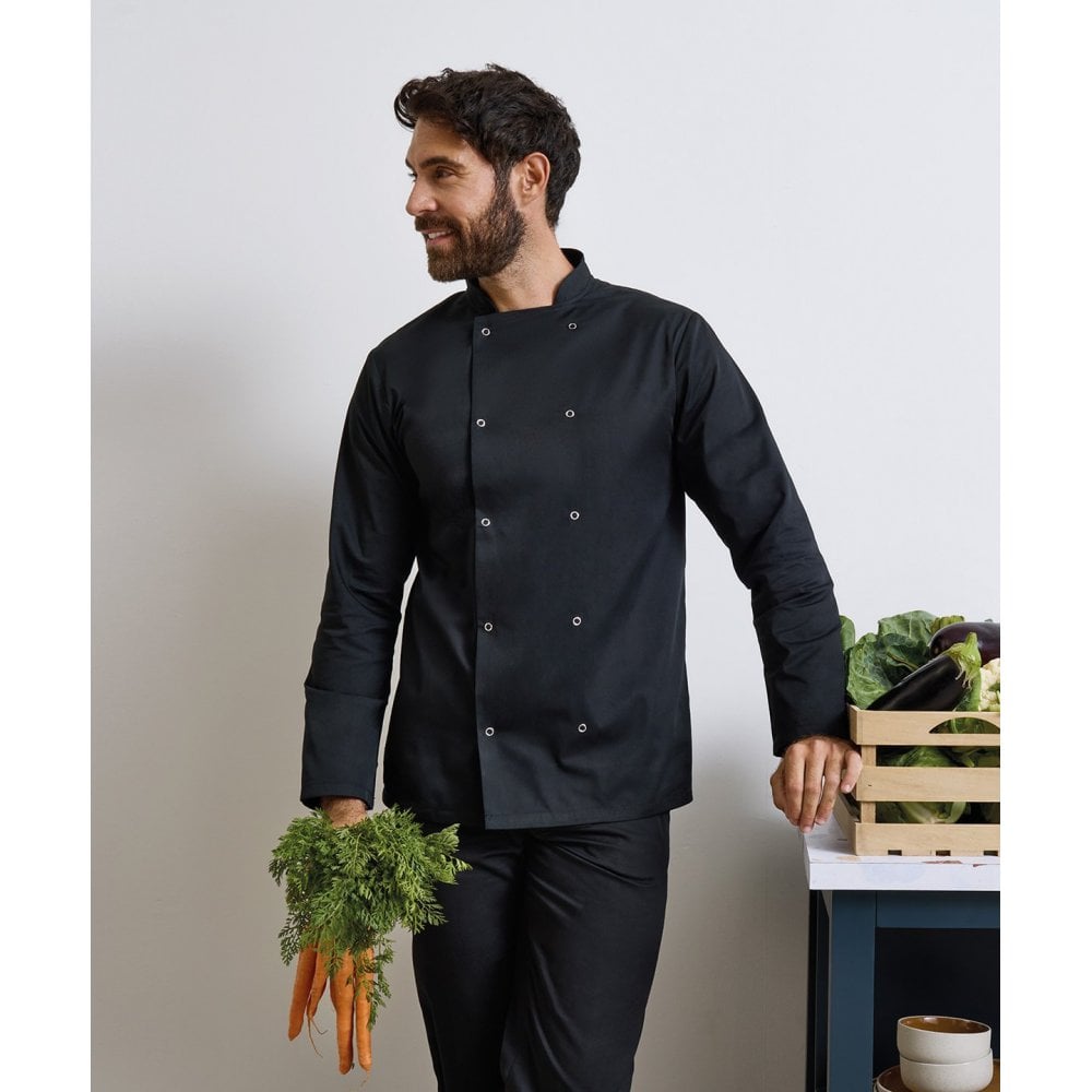 Premier Studded Front Long Sleeve Chef's Jacket
