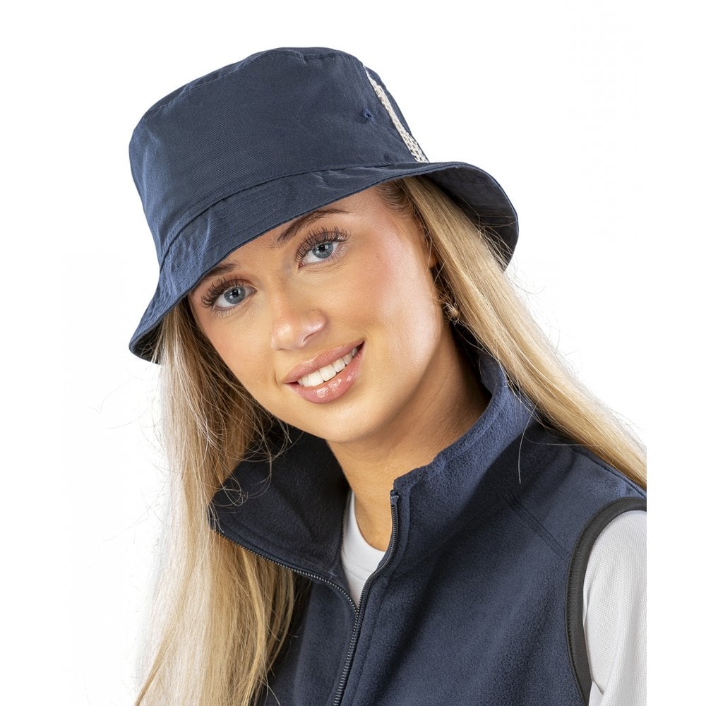 Result Headwear Result Deluxe Washed Cotton Bucket Hat with Side Mesh Panels