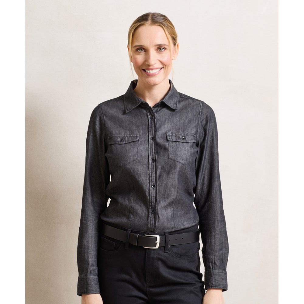 Premier Women's Jeans Stitch Denim Shirt