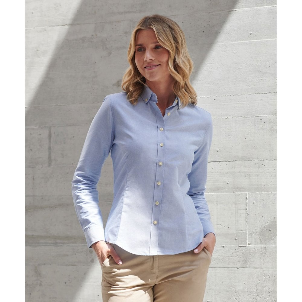 Henbury Women's modern long sleeve Oxford shirt