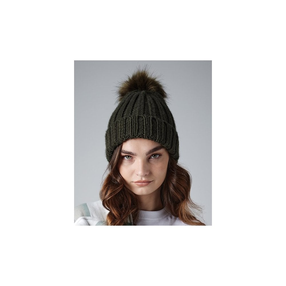 Beechfield Verbier Fur Pom Pom Chunky Beanie