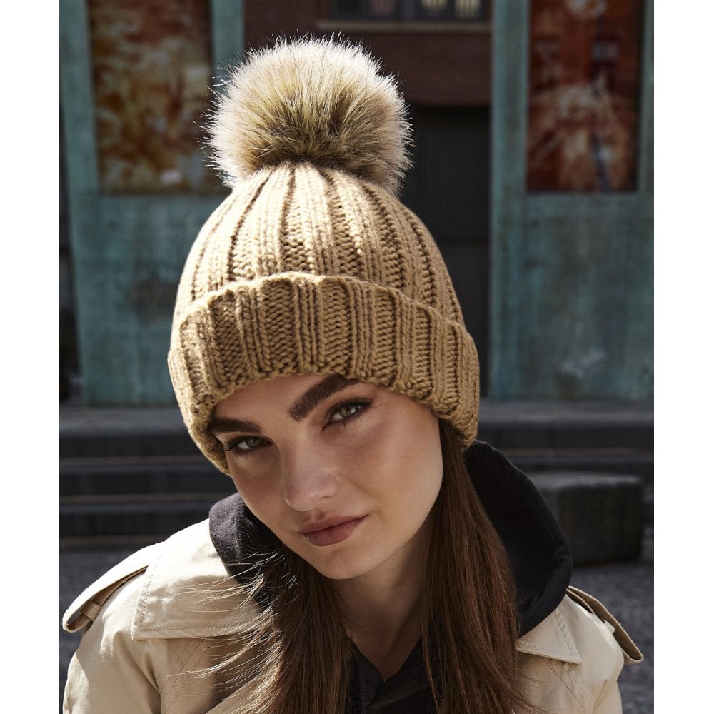 Beechfield Fur Pom Pom Chunky Beanie