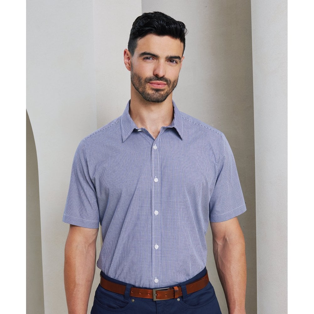 Premier Microcheck (Gingham) Cotton Short Sleeve Shirt