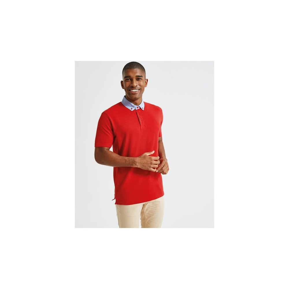 Asquith & Fox Men's Chambray Button-Down Collar Polo