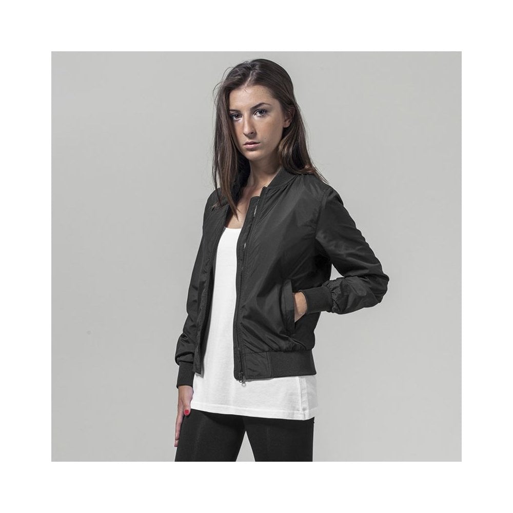 Build Your Brand Women's Nylon Bomber Jacket